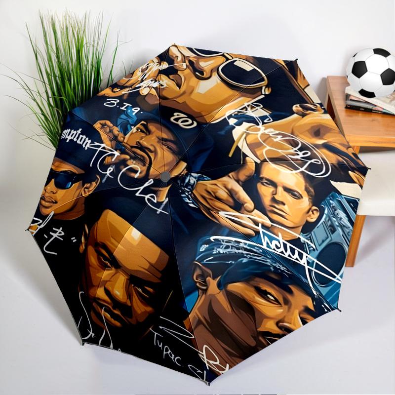 Rap Legend In Blue Umbrella Folding umbrella, automatic umbrella 8-Frame for Travel, camping Use Gift for Halloween Christmas