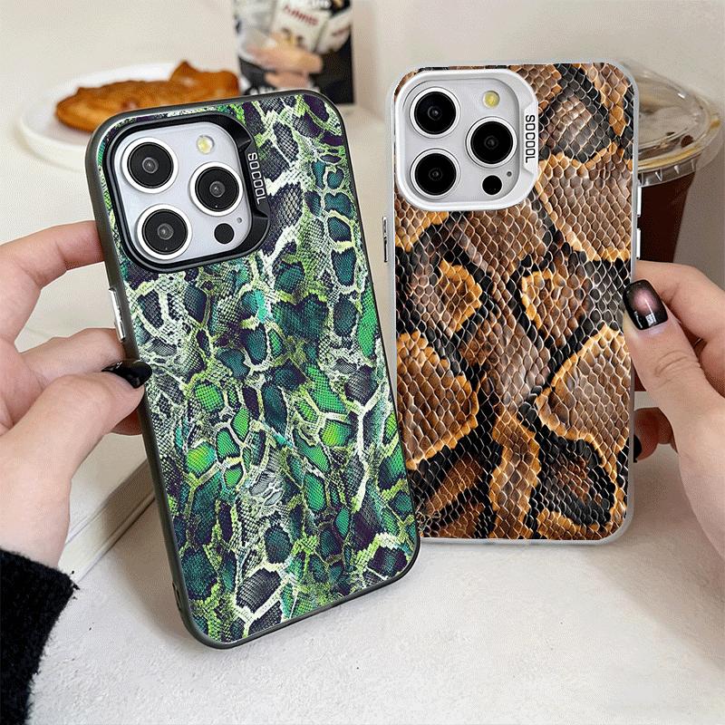 Модный противоударный чехол для телефона с узором под змеиную кожу для iPhone 17 Air 16 16E 15 Pro Max 14 Plus 13 Mini 12 Задняя крышка Защита от падения Веселый