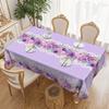 Круглая фиолетовая скатерть для обеденного стола, водонепроницаемая и маслоотталкивающая скатерть с цветочным узором, бытовая длинная скатерть для обеденного стола