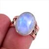 Natural Rainbow Moonstone Gemstone Two Tone 925 Sterling Silver Ring S.5.5 U9N68