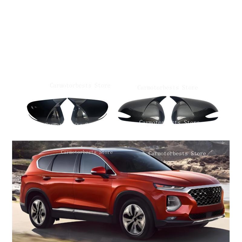Car Rearview Side Mirror Cover Fit For Hyundai Santa Fe 2019 2020 2021 2022 2023 Wing Cap Rear View Case Trim Carbon Fiber