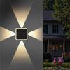 Солнечные фонари для забора Теплый белый/RGB IP65 Водонепроницаемые Новое 4-стороннее освещение с 8 режимами Солнечный настенный светильник