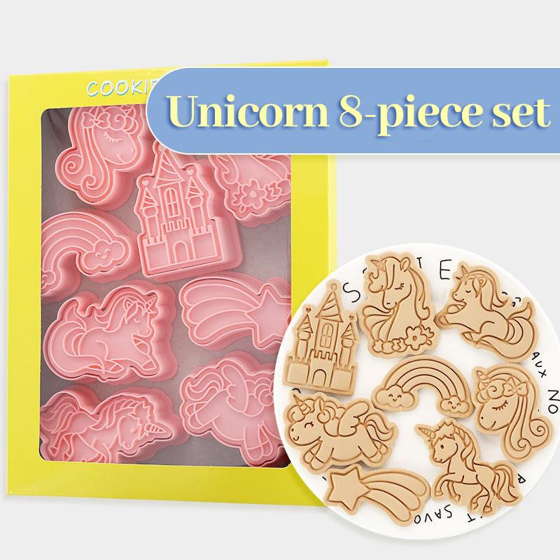 8 шт./кор. Мультяшные формочки для печенья «Единорог» Пластиковые 3D формочки-штампы для печенья Инструменты для выпечки кондитерских изделий для вечеринки по случаю дня рождения Кухонные аксессуары