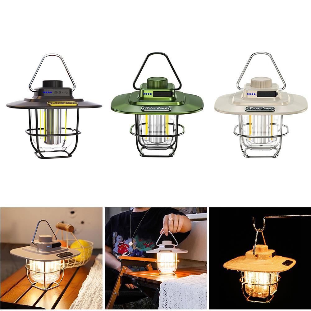 Светодиодная подвесная кемпинговая лампа Винтажный портативный аварийный фонарь Плавная регулировка яркости Водонепроницаемый IPX4 для улицы для походов в лагерь для дома