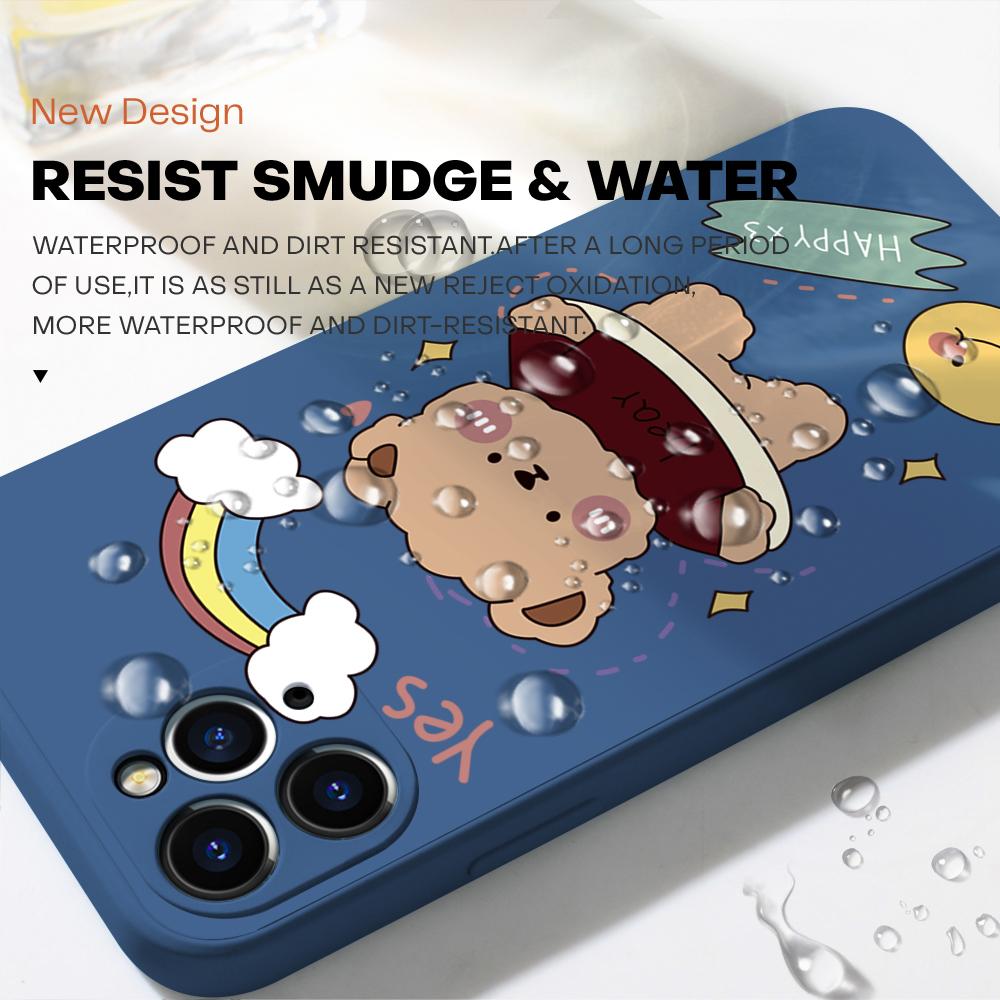 Мягкий силиконовый квадратный мультяшный медведь с полным покрытием для защиты камеры противоударный чехол