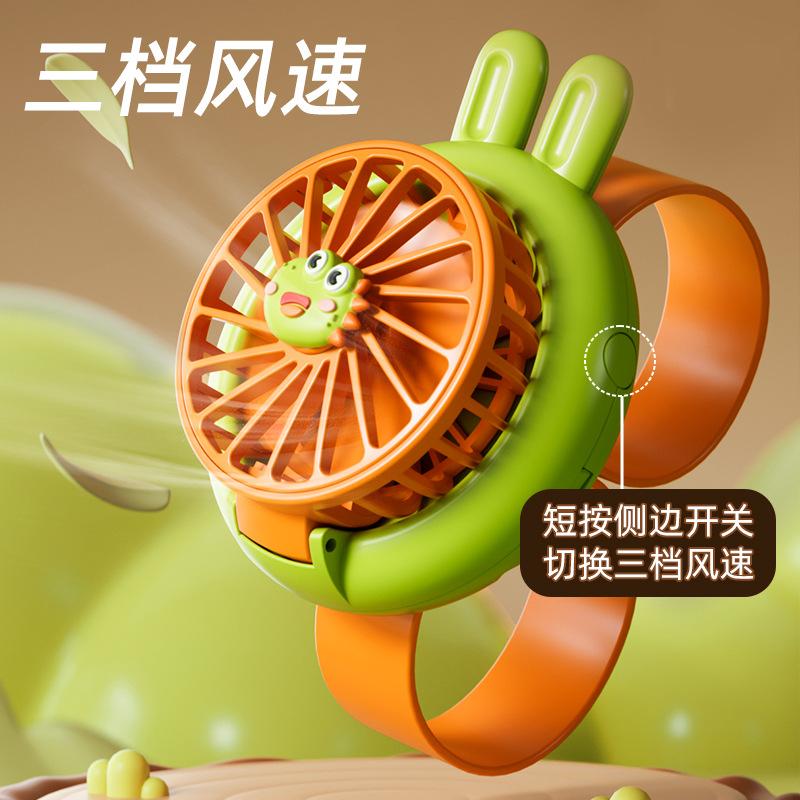Мультяшный вентилятор-часы, Ручной мини-вентилятор, Маленький электрический вентилятор с USB-зарядкой и маленьким ремешком для запястья