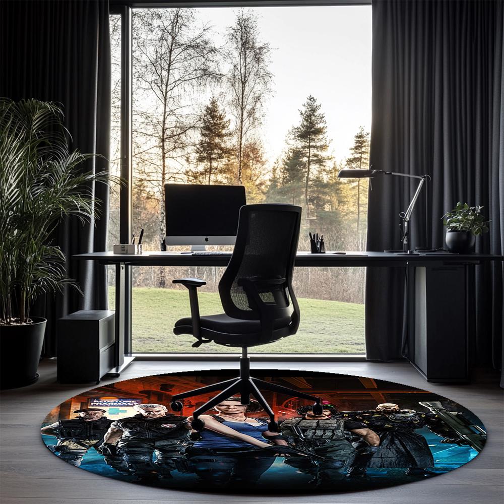 Resident Evil Printed Round Rug Carpet Chair Rug Area Rug Entryway Doormats,for Office Chair Living Room Bedroom Kitchen Room.