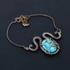 Beautiful Turquoise Gemstone Pure Copper Wire Wrapped Handmade Necklace Jewelry