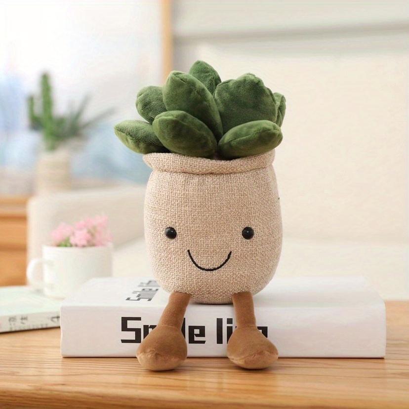 Succulent Plants Stuffed Toy For Kids, Soft Simulation Potted Plush Toy Doll,Potted Plant Decor Desk Window Decoration Gif