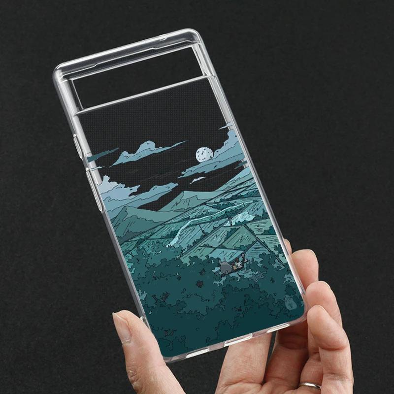 INS Korean Sunset Scenery Clear Phone Case for Google Pixel 9 Pro XL 8A 7A 6A 6 7 8 Pro 5G Soft Transaprent Cover Funda Coque