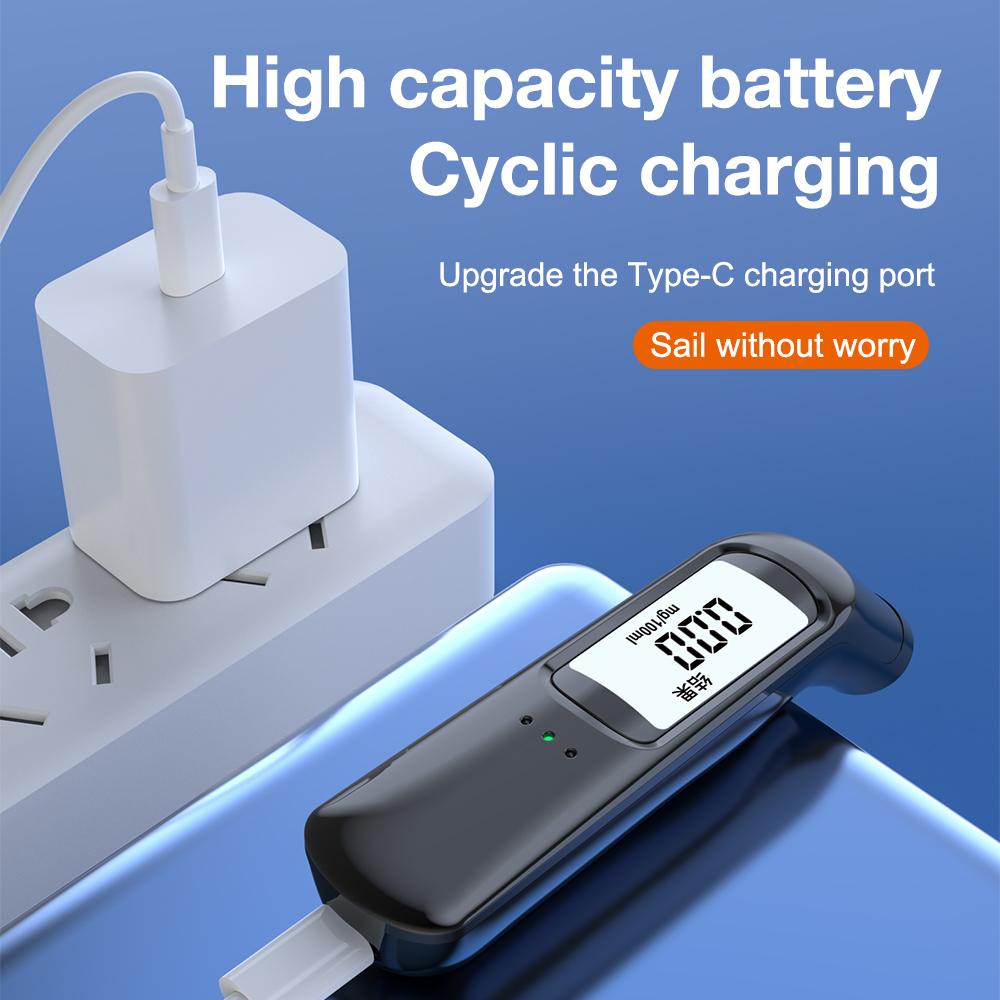 Бесконтактный алкотестер ЖК-дисплей Детектор алкоголя в выдыхаемом воздухе Портативный алкотестер Полицейский алкотектор Инструмент для проверки на алкогольное опьянение