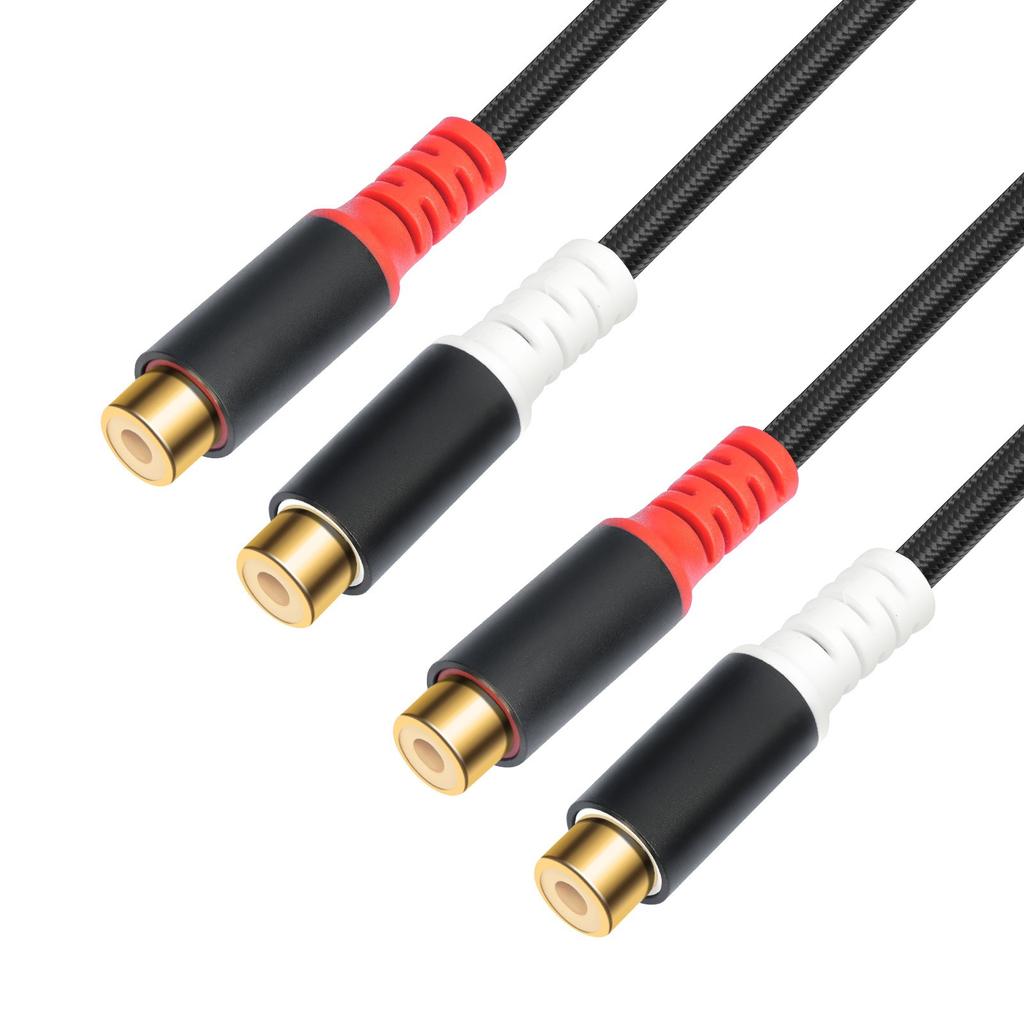 80см 2RCA Кабель для звука, гнездо-гнездо, с экранированием из алюминиевой фольги для улучшенной чистоты звука