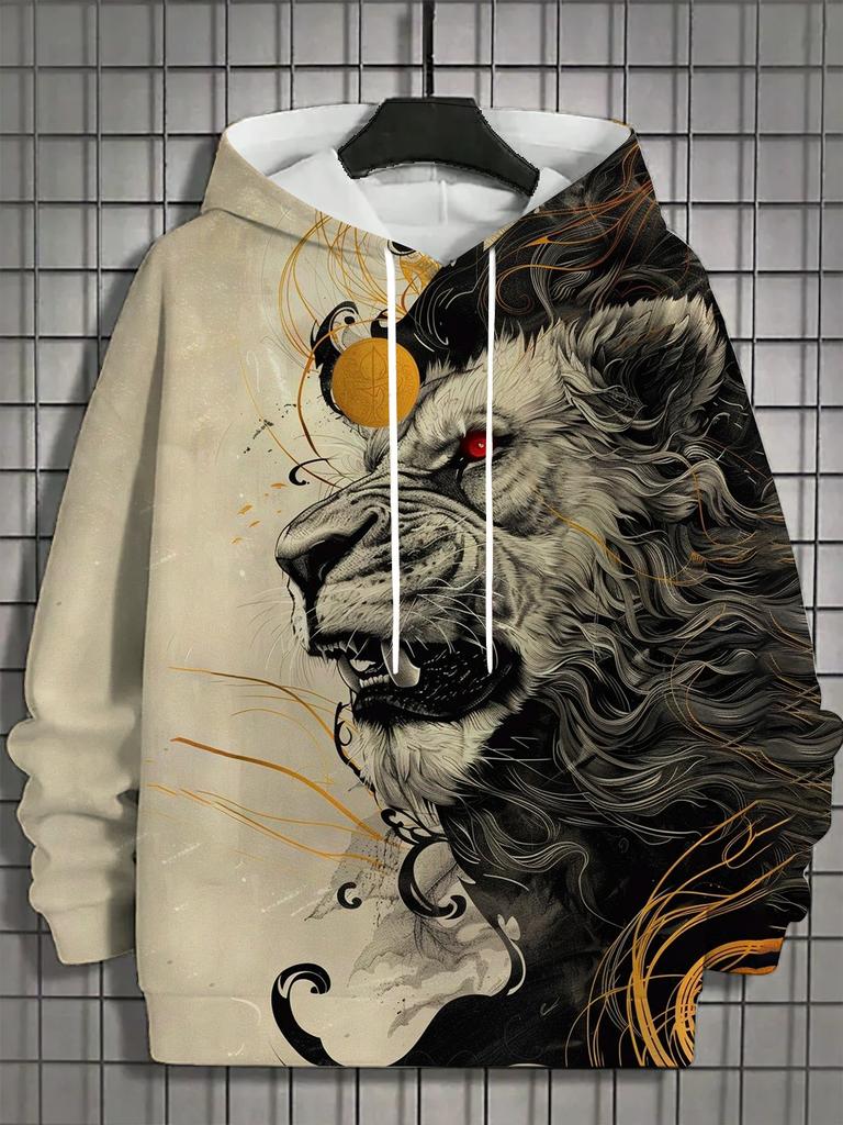 Men's Hoodie 3d Print Animal Tops Tiger Lion Graphics Long Sleeve Hoodie Autumn Fashion Dragon Men's Top Oversized Streetwear