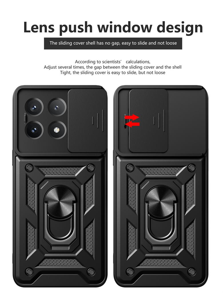 Для Xiaomi Poco X6 Pro 5G чехол слайдер камера бронированный чехол для телефона для Poko Little Poco X6Pro X 6 POCOX6 5G Pro кольцо держатель задняя крышка