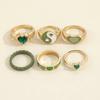 Новый комплект колец с зеленым кристаллом и сердечком для женщин, эмаль Инь Ян, геометрическое кольцо на палец для девочек, модные украшения