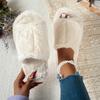 Fashion Fashion Women Fluffy Slippers Soft Plush Cozy Solid House Shoes Furry Open Toe Indoor Slippers Outdoor Slip Warm Slides Women