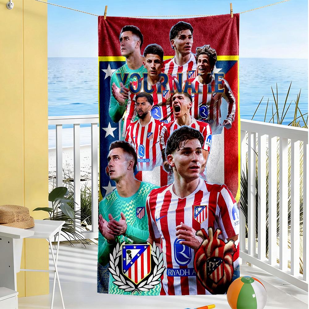Atletico Madrid Personalized Text Beach Towel Quick-Dry Soft Microfiber Suitable for Sports Travel Swimming Yoga Bathroom Beach And Pool