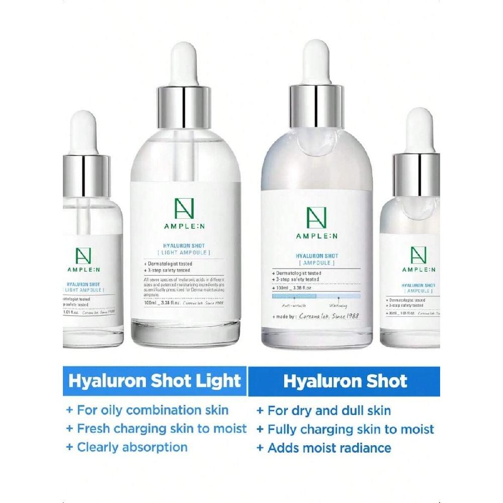 Обильный:N Hyaluron Shot Light Serum 100 мл Увлажняет жирную и комбинированную кожу и восстанавливает жизненную силу – Наполняющая, освежающая, антивозрастная ампула