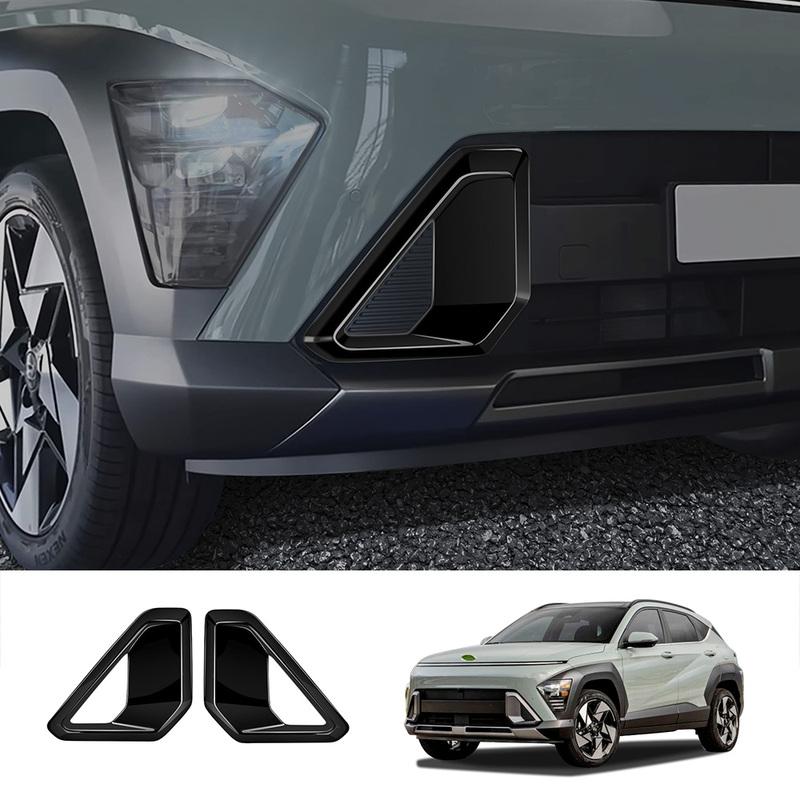 Auto parts  Fog Lamp Grille Foglight Sticker Front Bumper Fog Light Cover For Hyundai KONA 2024 2025 ABS Carbon Fiber