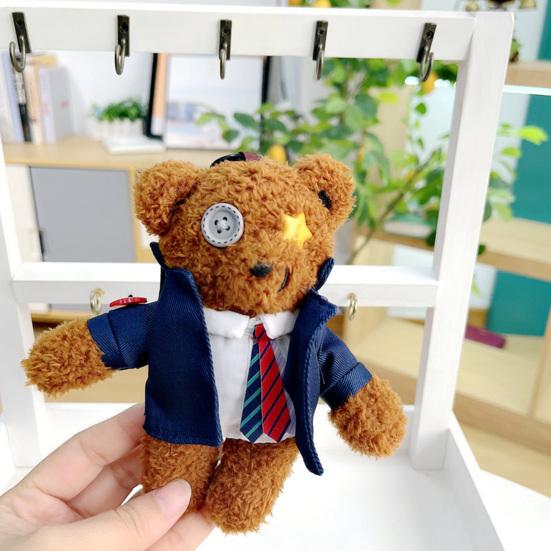 Брелок-подвеска в виде плюшевого медведя с ремешком, мягкий хлопковый брелок для ключей с чучелом животного для поделок своими руками, украшения для рюкзака автомобиля