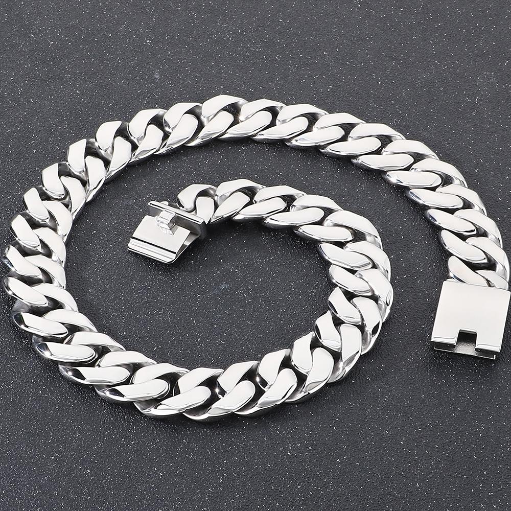 Мужское ожерелье из кубинской цепи длиной 60 см и шириной 24 мм из матовой цельной нержавеющей стали с панцирным плетением для мужчин, ювелирные изделия на шею