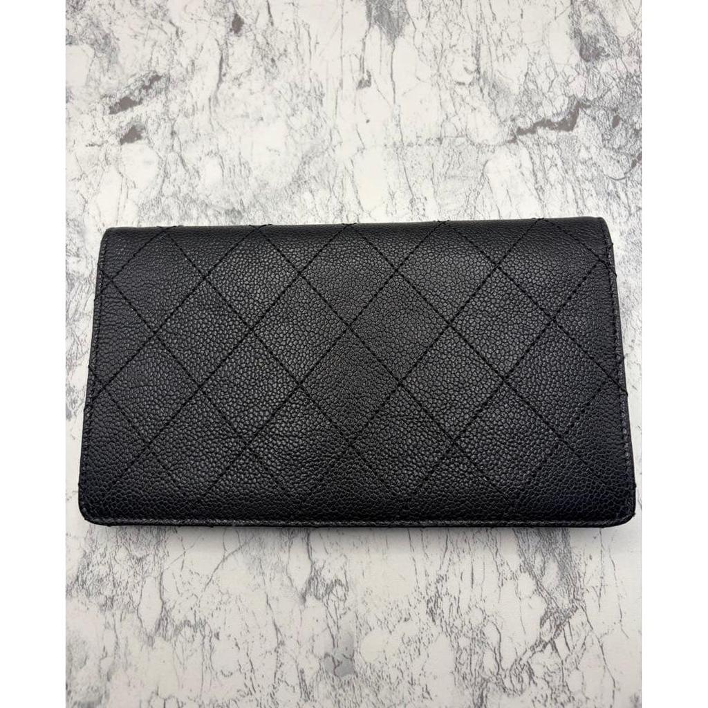 Used CHANEL Matelass Caviar Skin Long Wallet Black