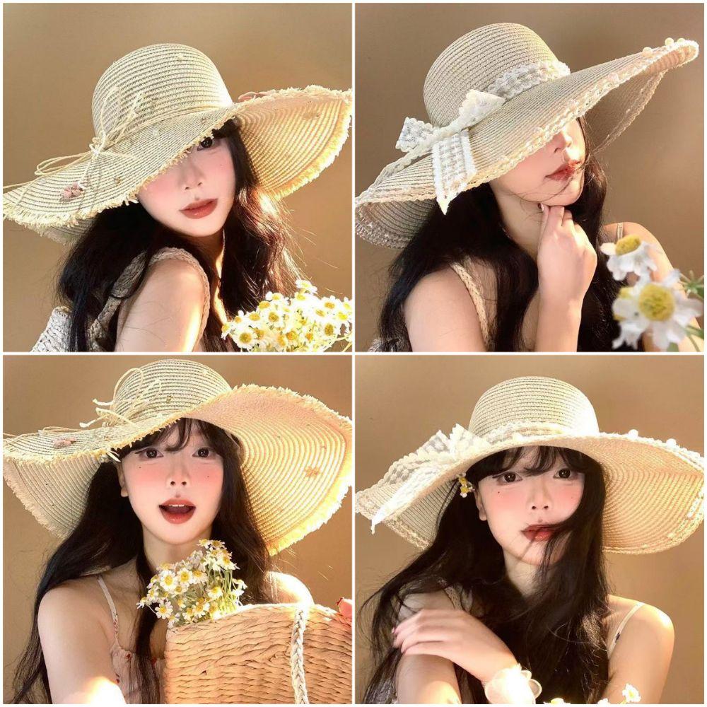 Multicolor Straw Hat Big Brim Sun Block Hat Fashion Beach Hat Summer