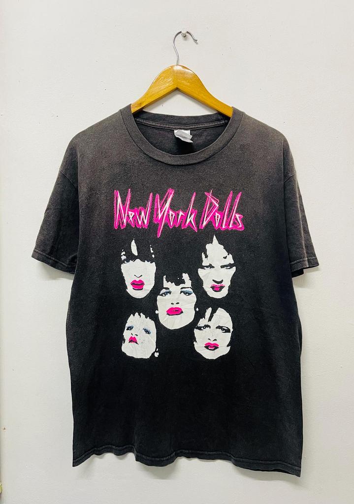 Винтажная футболка группы New York Dolls Y2K / Прото-панк / Хард-рок / Группа 00-х / Нью-Йоркская группа / Редкая / Уличная одежда / Черная / L