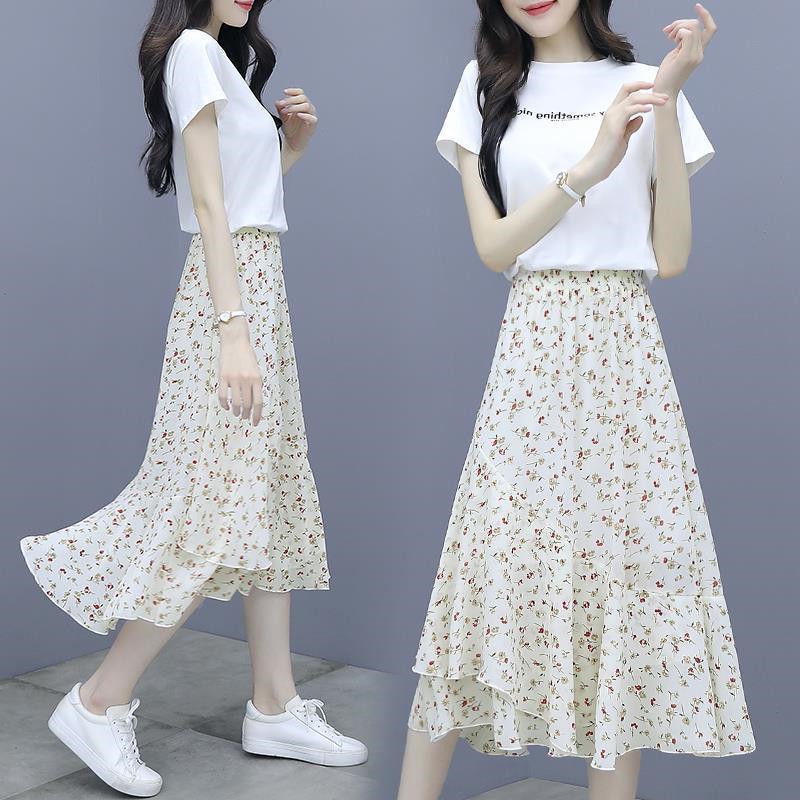 Женская шифоновая юбка Super Fairy French Style Small Fresh Daisy Floral Gentle Polka Ton юбка средней длины