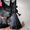 Adult Witch Costume Set Hat Dress Belt Polyester Halloween Cosplay Outfit