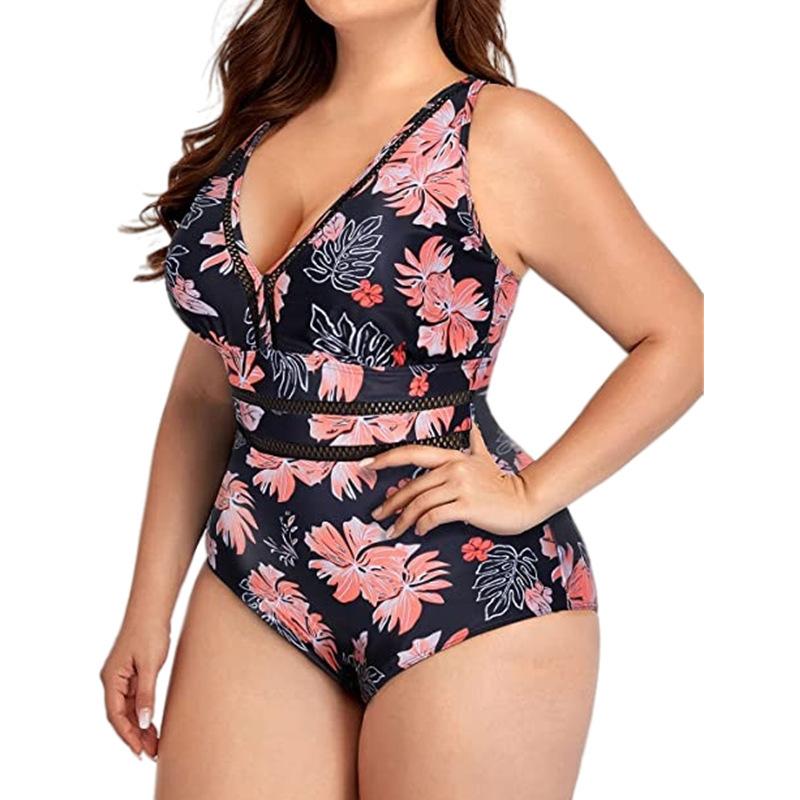 Swimsuit One Piece Large Size Swimwear Women Beachwear Printed Summer Bathing Suit Female 5XL