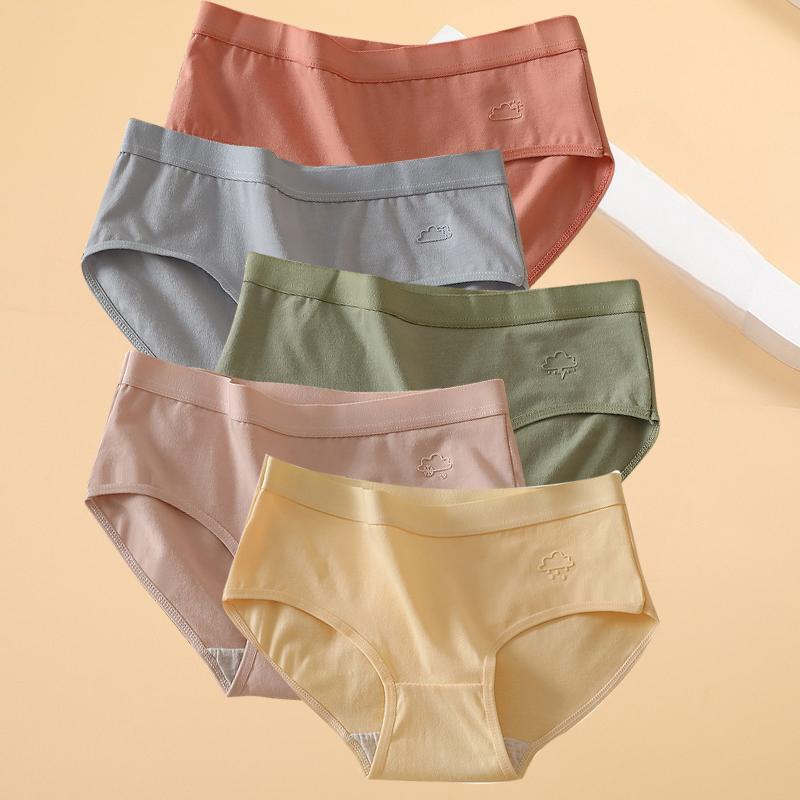5Pcs/Set Cotton Women's Underwear Panties Low Waist Tight Panty Girl Antibacterial Panty Breathable Underpant