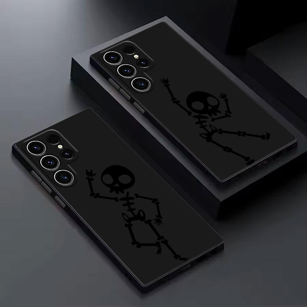 Black Skull Cute Phone Case For Samsung Galaxy S26 Ultra Cases S25 FE S24 S23 S21 Ultra S20 S24 FE S22 S26 Plus 5G Black Cover