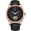 LIGE Men's Automatic Mechanical Watch Leather Waterproof Multi-Function Sports Tourbillon Wristwatch