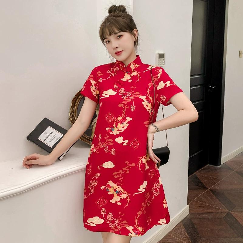 Women's Retro Festive Chinese Style Dress Loose Design Beautiful Cheongsam