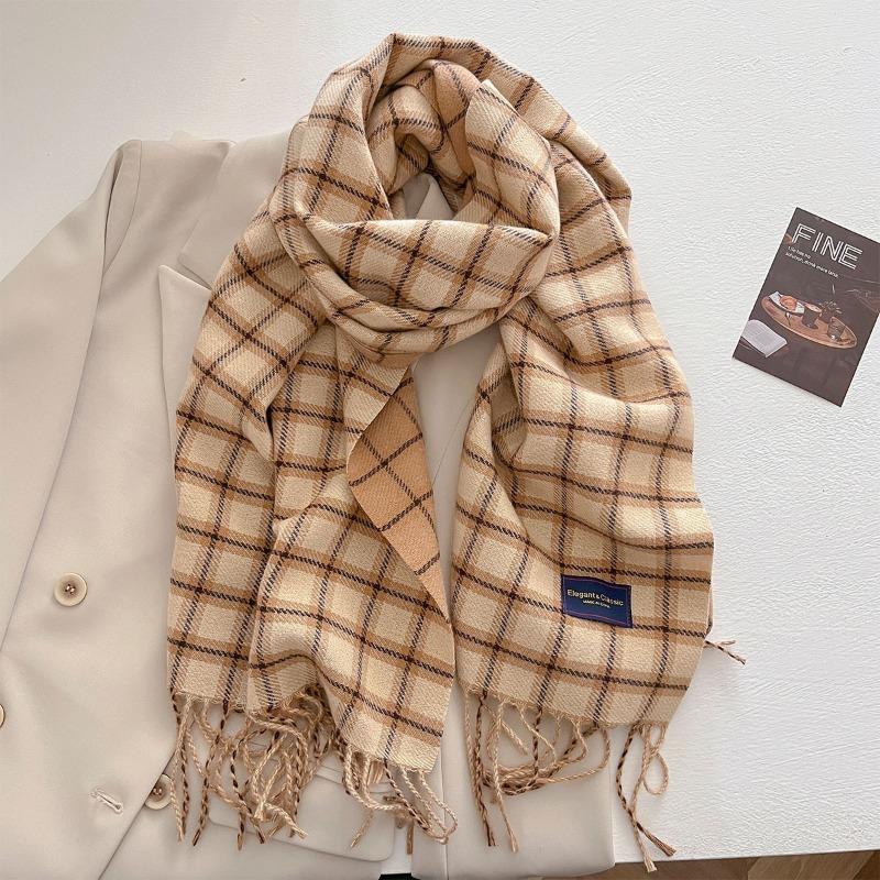 Осень и зима новый универсальный шарф женский утолщенный вязаный толстый бахромчатый теплый шарф имитация кашемира шаль