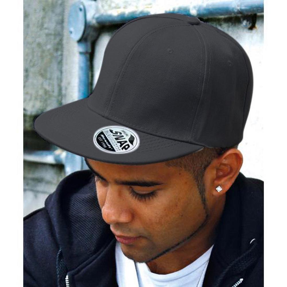 Result Unisex Core Bronx Original Flat Peak Snapback Solid Colour Cap (Pack of 2)