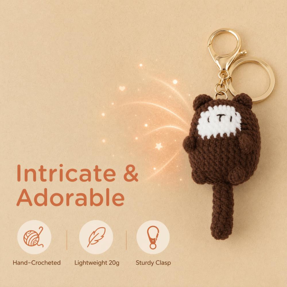 Decoration Cute Cat Kitten Keyring Crochet Cute Animal Pendant Cat Doll Keychain Bag Hanging