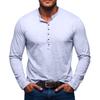 Men'S Button Up Long Sleeved Fashionable Casual Sports Top