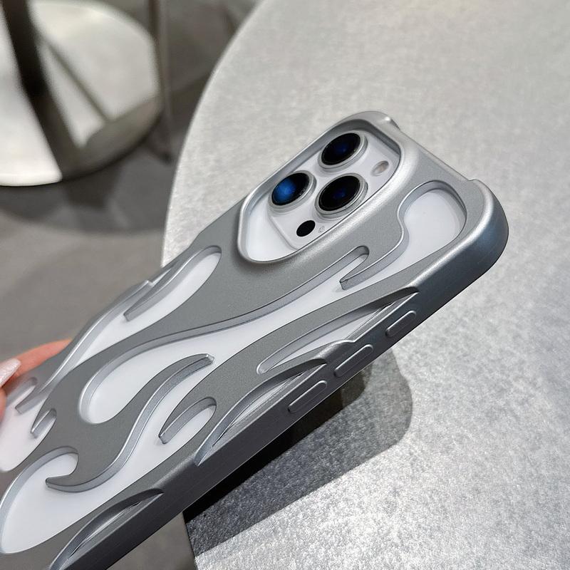 Мягкий чехол из ТПУ с полым узором пламени для iPhone 16 Pro Max 15 Pro 14 Plus 13 12 11 17, с рассеиванием тепла, противоударный, матовый бампер
