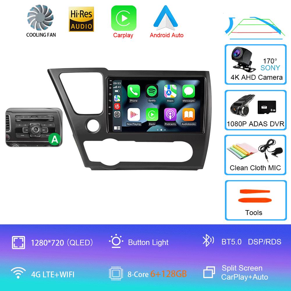 Автомагнитола Android 14 Для Honda Civic 9 9-го поколения США Седан Купе Мультимедийный плеер Видео Carplay DSP GPS Без 2din DVD Головное устройство