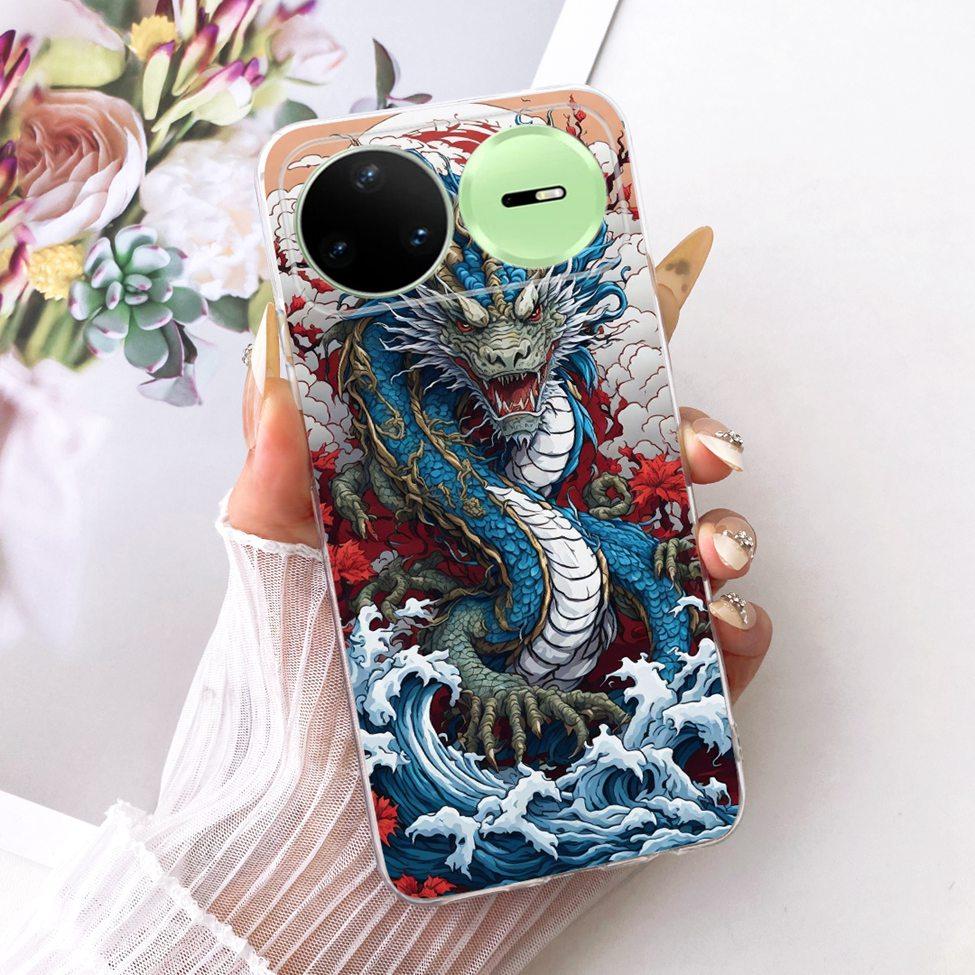 Прозрачный чехол-крышка для Huawei Nova 15 Pro, милый котик, модные цветы, роскошный окрашенный корпус для Huawei KLE-AL00U