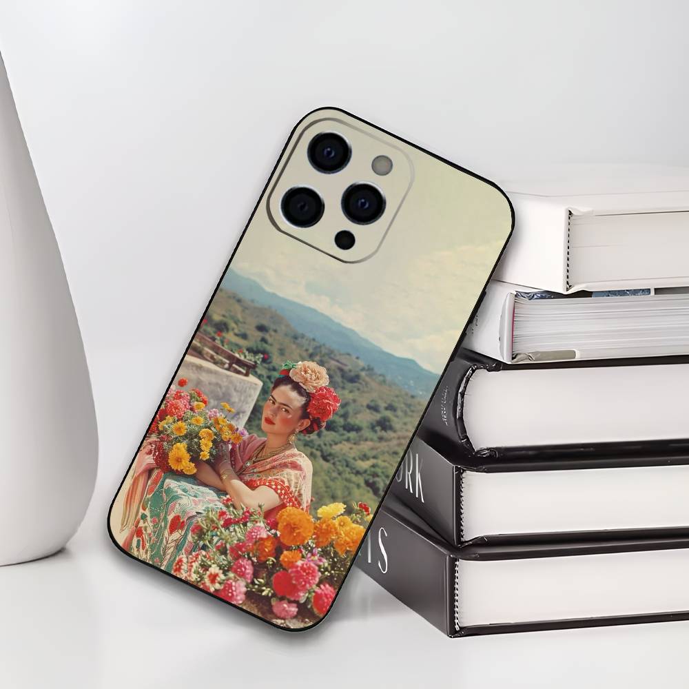 Чехол для телефона с рисунком Фриды Кало для iPhone 17,16,15,14,13,12,11 Plus,Pro Max,XS, Мягкий силиконовый черный чехол