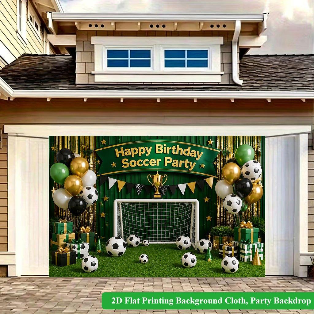 2D Flat Backdrop1pc Soccer Theme Birthday Party Scene Decor Backdrop Banner Polyester Wall Decor For Living Room Bedroom Office Outdoor