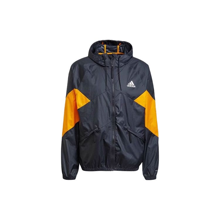 adidas Тренировочная ветровка с логотипом, мужская куртка, оранжевый, черный GT6561