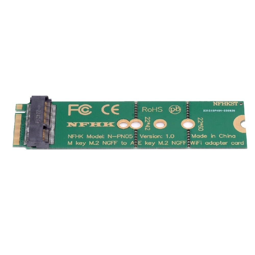 Cablecc WiFi Riser Card NGFF Key-E Беспроводная сетевая карта - M.2 NGFF Key-M Адаптер для NVMe SSD Совместимость с WiFi 6 WiFi 7