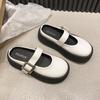 French Thick-soled Shallow Mouth Mary Jane Small Leather Shoes 2025 Summer New Fashion Versatile One-word Buckle Bag Head Half Slippers