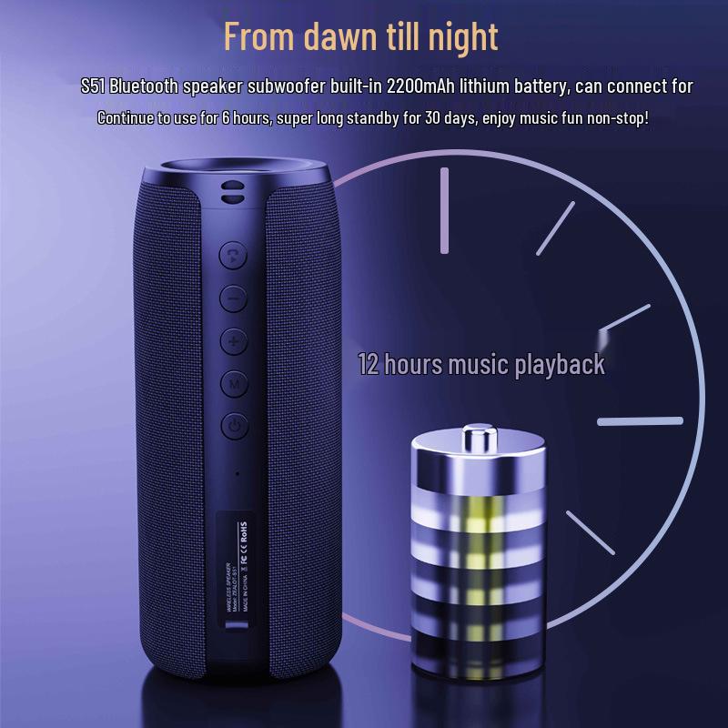 Zealot S51 Wireless TWS Dual Speaker with Heavy Bass - Outdoor Portable Bluetooth Speaker