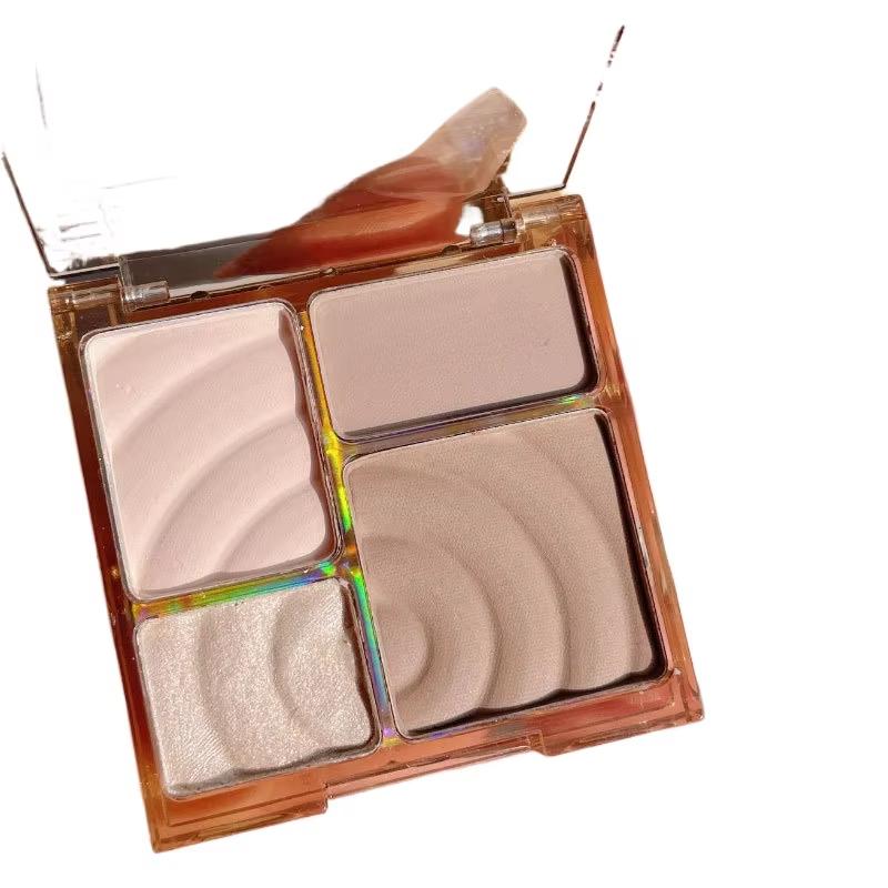 Новые 3D-контурные бронзеры для лица Косметика для осветления Матовые хайлайтеры Палитры Четырехцветные тени для век Пудра для носа Макияж Бежевый