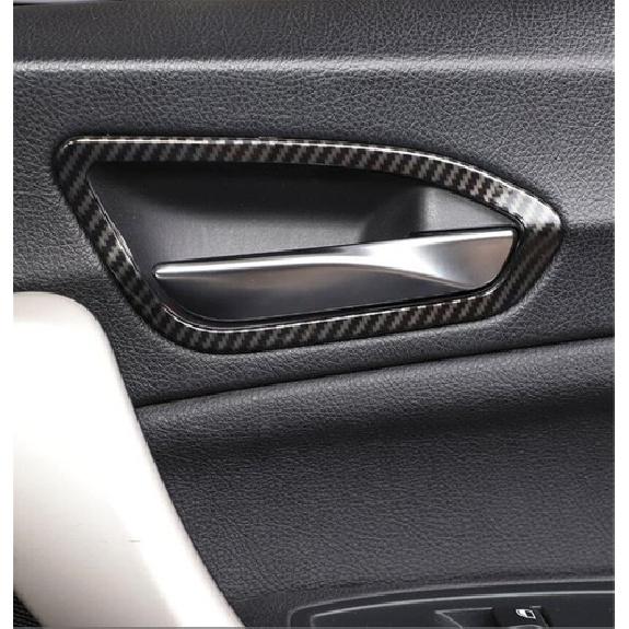 2×Carbon ABS Interior Door Handle Bowl Trim For BMW 1 2 Series F20 2012-19 2Door